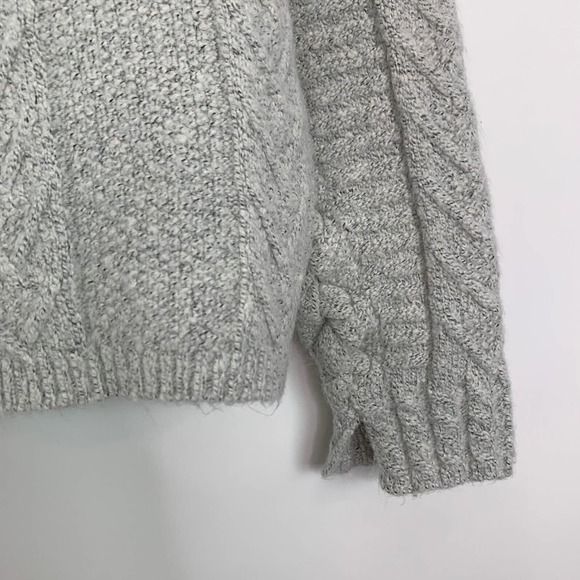 John + Jenn Size Small‎ Cable Knit Sweater Grey Turtleneck Pullover Long Sleeve - Picture 5 of 9